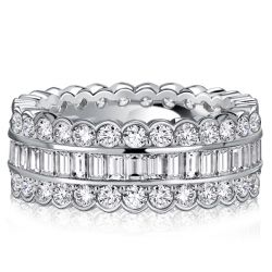 Italo Channel-set Round Cut Baguette Eternity Multi Row Band