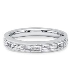 Italo Channel Setting Baguette Cut Half Eternity Wedding Band