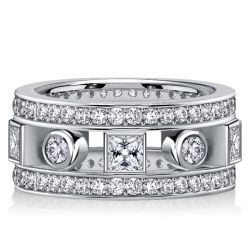 Italo Art Deco White Sapphire Vintage Wedding Band