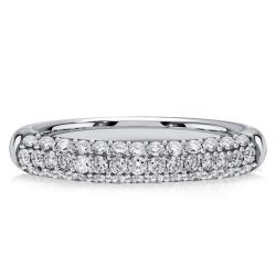Italo Micro Pave Triple Row Half Eternity Wedding Band