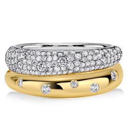 Italo Unique Double Band Ring White Sapphire Bands Anniversary