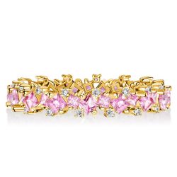 Italo Princess Cut Pink Stone Eternity Band Pink Sapphire Ring