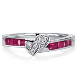 Italo Asscher Cut Ruby Rings Anniversary Band Rings