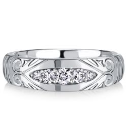 Italo White Sapphire Vintage Wedding Band Anniversary Rings
