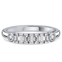 Italo Half-Bezel Baguette Half Eternity Band Travel Wedding Rings