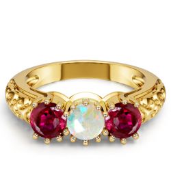 Italo Golden Ruby Ring Ruby Wedding Band For Women Opal Rings
