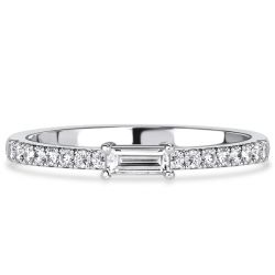 Italo East West White Sapphire Baguette Cut Half Eternity Band
