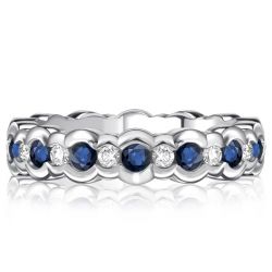 Italo Channel Set White & Blue Sapphire Eternity Band For Women