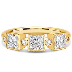 Italo Milgrain Bezel Princess Cut Half Eternity Band Anniversarys