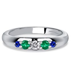 Italo 5 Stone Emerald & Blue Sapphire Half Eternity Band