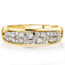 Italo Golden Paved White Sapphire Band Ring Anniversary Rings