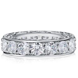 Italo White Round Cut Vintage Wedding Rings Eternity Band For Women