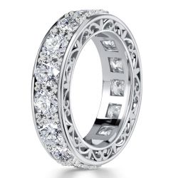 Italo White Round Cut Vintage Wedding Rings Eternity Band For Women