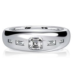 Italo 5 Stone Asscher Cut Baguette Wedding Band For Women