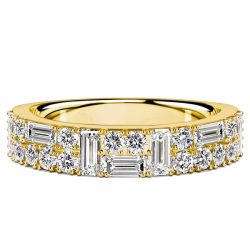 Italo Thin White Sapphire Round & Baguette Cut Half Eternity Band