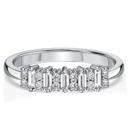 Italo Round & Baguette Wedding Band Rings For Women