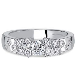 Italo Cluster Design Round Cut White Sapphire Wedding Band Anniversary Rings