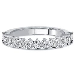 Italo Round Cut Half Eternity Band Stackable Ring For Women