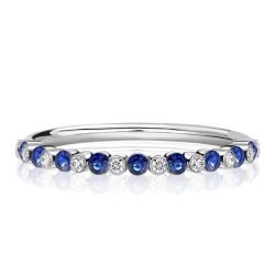 Italo Alternating White & Blue Sapphire Bezel Wedding Band