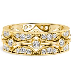 Italo Golden Bezel Setting Round Cut Eternity Band For Women