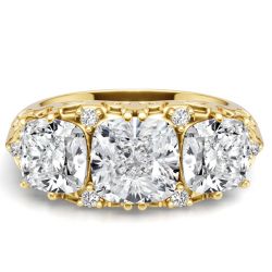 Italo 3 Stone Cushion Cut Half Eternity Band Anniversary Rings