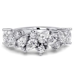Italo Floral Pear Cut Half Eternity Band For Women Anniversary