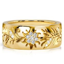 Italo Golden Floral Filigree Half Eternity Wedding Band For Women