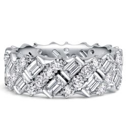 Italo Round & Emerlad Cut Eternity Band For Women Anniversary Rings