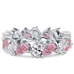 Italo Oval & Pear Cut Pink Sapphire Eternity Band For Women