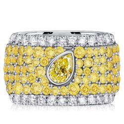 Italo Micro-pave Emerald & Pear Cut Yellow Topaz Eternity Band For Women