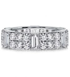 Italo Filigree Baguette & Round Cut Eternity Wedding Band For Women