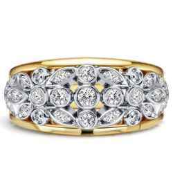 Italo 2 Tone Bezel Setting Round Cut Half Eternity Band Anniversarys