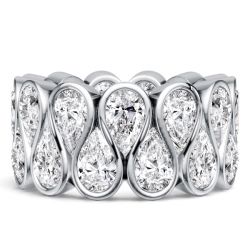 Italo Multi Row Bezel Set Pear Cut Eternity Wedding Band For Women