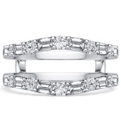 Italo Curved Emerald & Round Cut Enhancer Wedding Band For Women