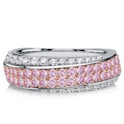 Italo Two Tone Micro Pave White & Pink Sapphire Band Ring