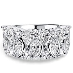 Italo Bezel Set White Sapphire Round & Pear Cut Anniversary Band Ring