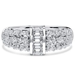 Italo Unique Channel Set Emerald & Round Cut Anniversary Band Ring