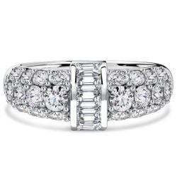 Italo Unique Channel Set Emerald & Round Cut Anniversary Band Ring