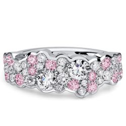 Italo Micro Pave White & Pink Sapphire Band Ring Half Eternity band