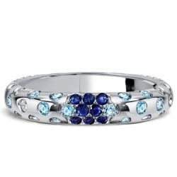 Italo Infinity Round Cut Blue Sapphire Eternity Wedding Band For Women