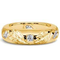 Italo Flush Set Pear & Cushion Filigree Eternity Wedding Band For Women