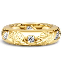 Italo Flush Set Pear & Cushion Filigree Eternity Wedding Band For Women