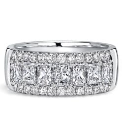 Italo Halo Radiant Cut Half Eternity Wedding Band For Women