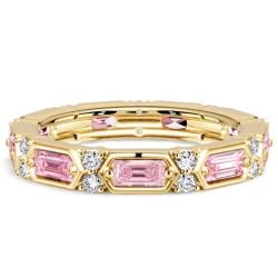 Italo Baguette Cut Pink Sapphire Eternity Band For Women Pink Stone Ring
