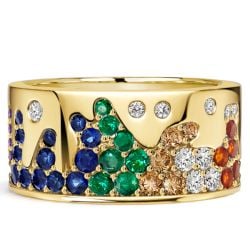 Italo Multi Color Round Cut Eternity Band For Women Rainbow Sapphire Rings