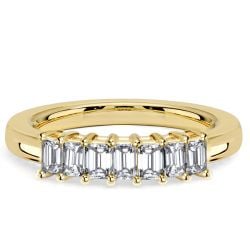 Italo Shared Prong Emerald Cut Half Eternity Wedding Band For Women