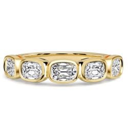 Italo Bezel Set Cushion Cut Half Eternity Wedding Band For Women