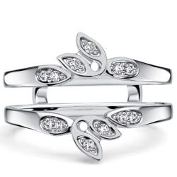 Italo Crown White Sapphire Ring Guard Enhancer Wedding Band For Women