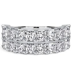 Italo Double Row Cushion Cut Half Eternity Wedding Band For Women