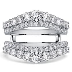 Italo Crown Round Cut Ring Guard Enhancer Wedding Band For Women